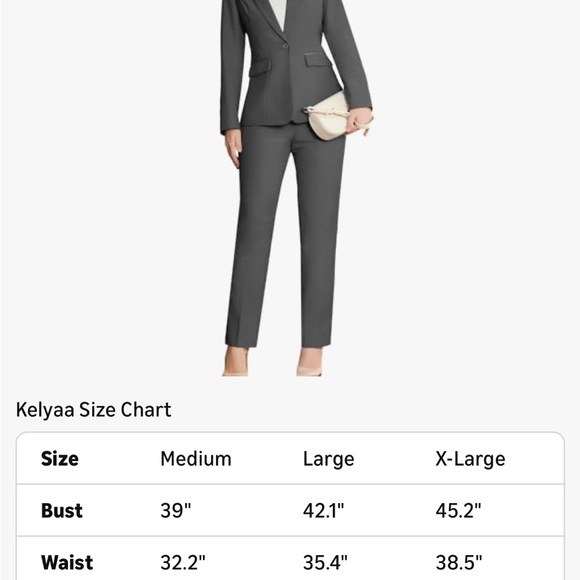 Women's Gray Suit Set by Kelyaa 2 Piece Blazer and Pants Work Suit Sz L - Picture 9 of 10